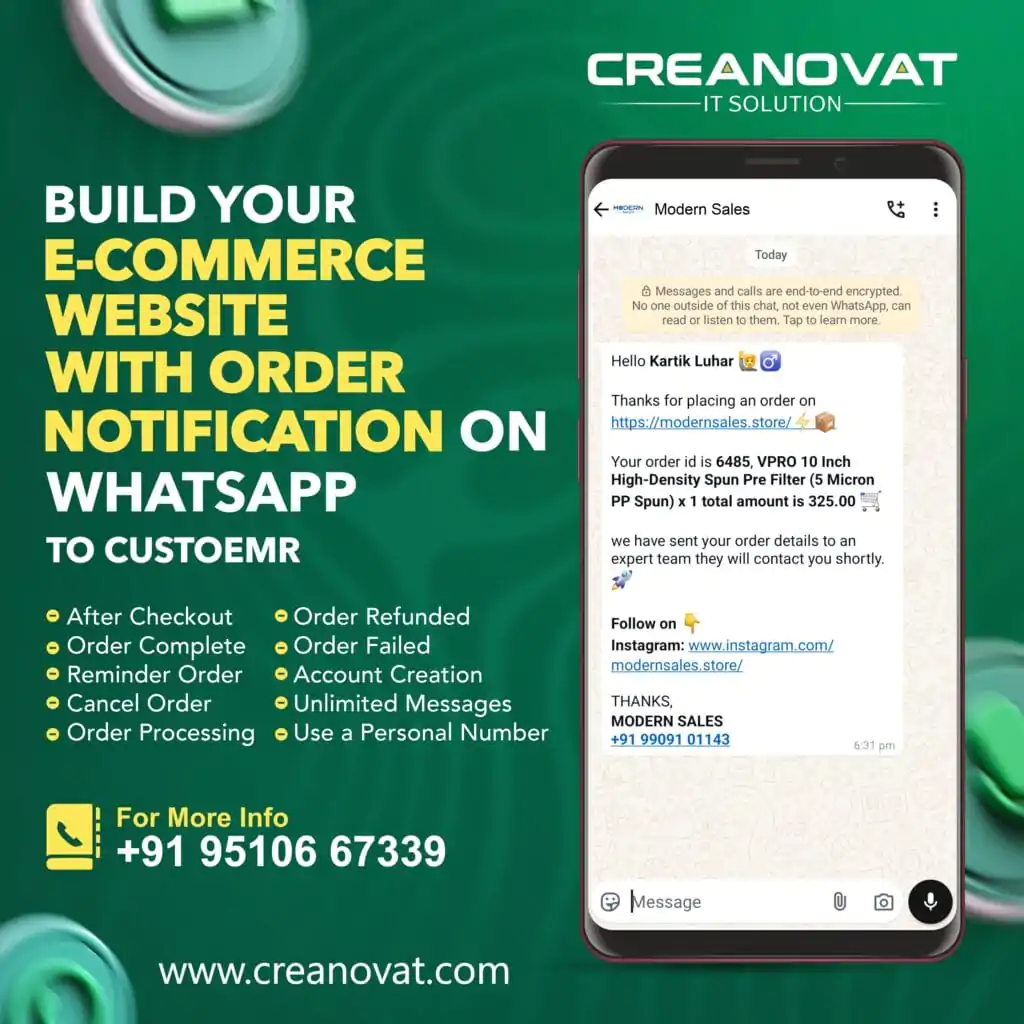 Build Your E-Commerce Website with Order Notifications on WhatsApp to Customer